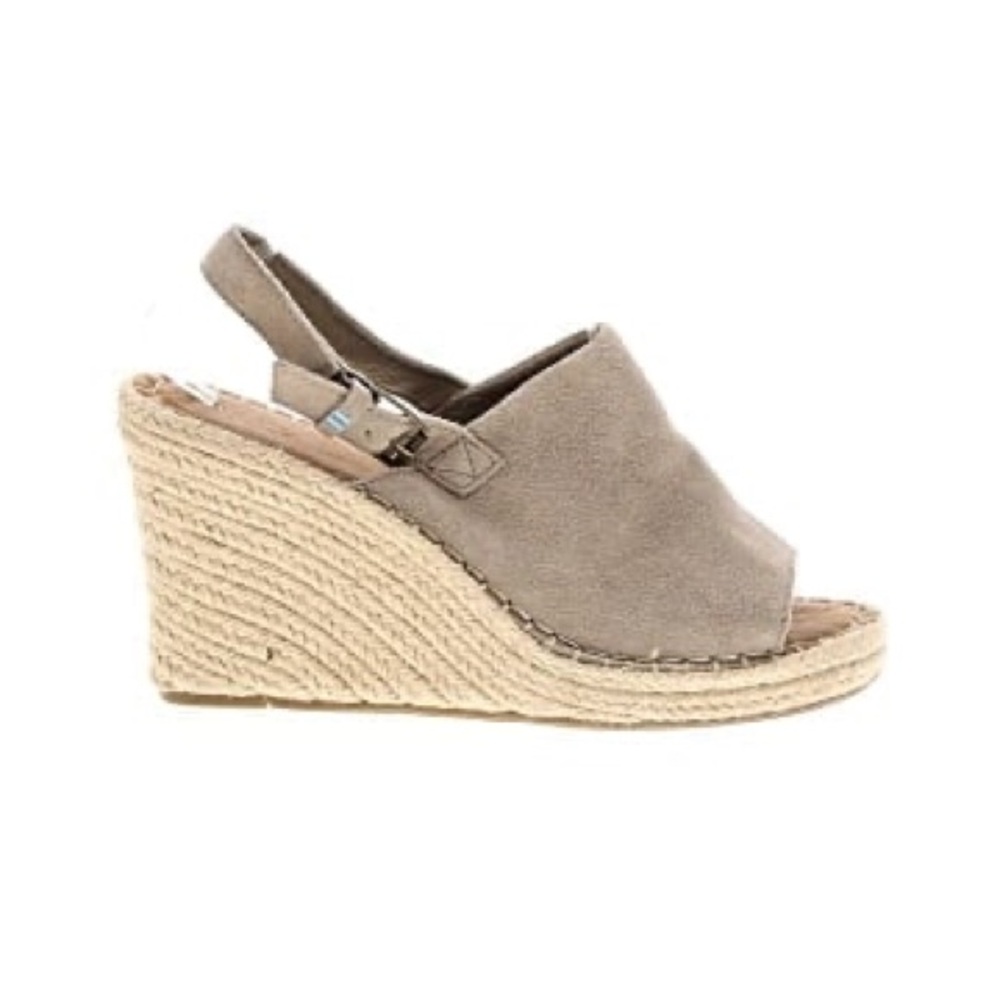 Tom’s Suede Espadrille Wedge Sandals - Beige